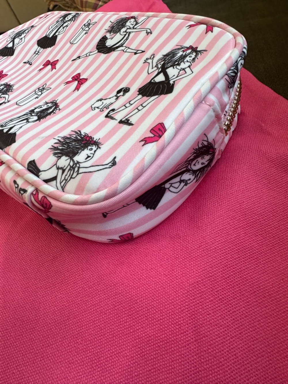 Stoney Clover Lane Pink & White Striped Eloise Cosmetic Pouch - Picture 12 of 12